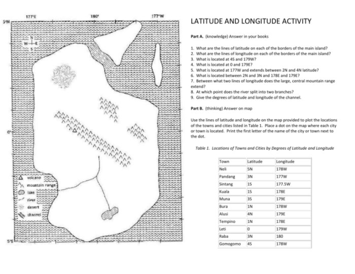 Latitude and longitude lab answer key