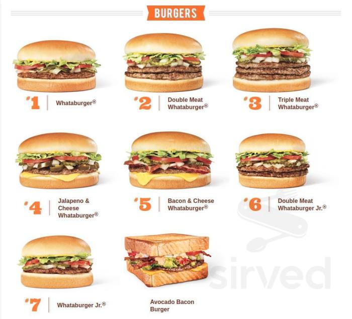 Whataburger all time favorites menu