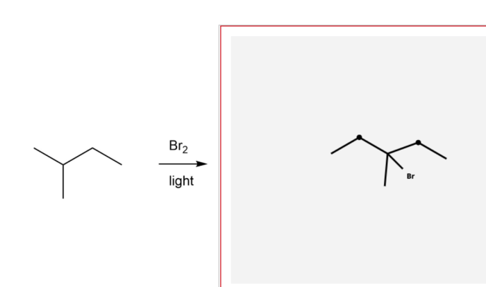 Draw the major monobromination product of this reaction