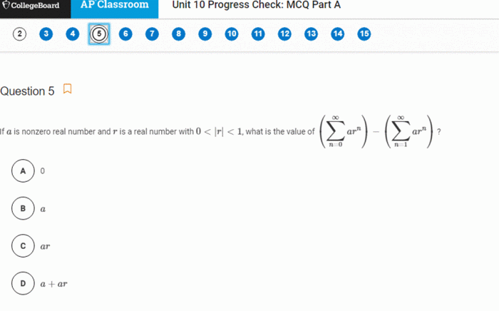 Ap calculus bc unit 10 progress check mcq part a