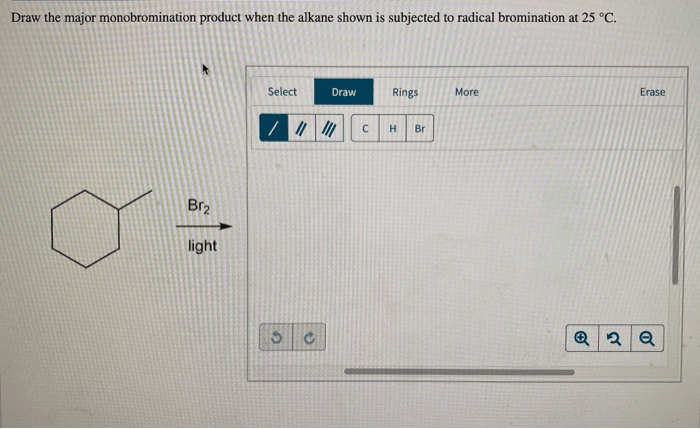 Draw the major monobromination product of this reaction